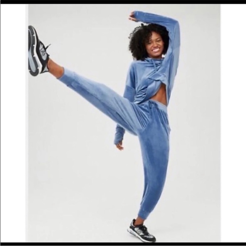 Aerie Offline Blue After Party Velour Joggers Large